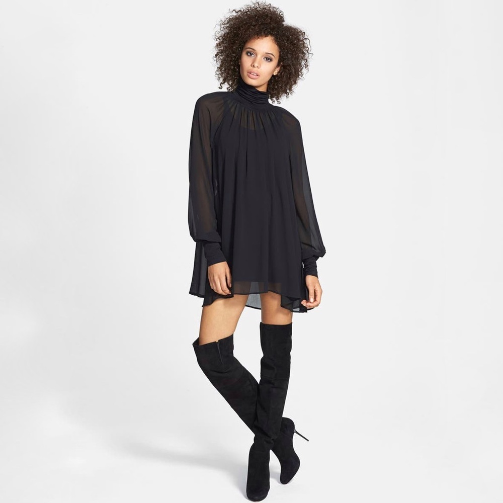 june & hudson | sheer turtleneck tunic dress